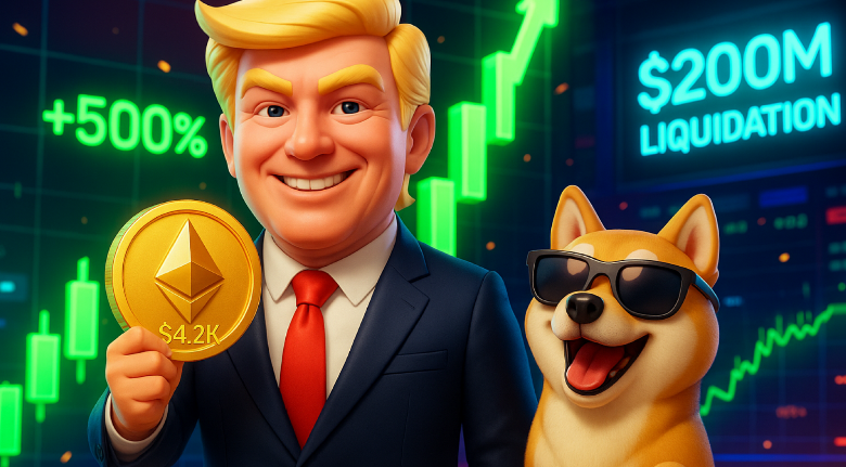 以太坊 (ETH) 达到4.2万美元，清算2亿美元-特朗普和DOGE粉丝欢呼，而这个新硬币飙升超过500%